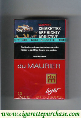 Du Maurier Light 20 King Size cigarettes hard box